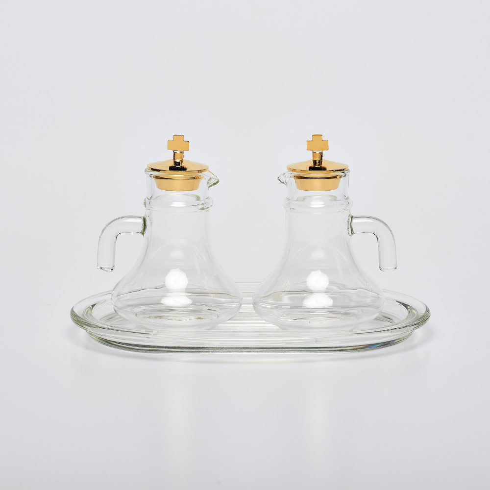 Cruet Bottles with Glass Tray
