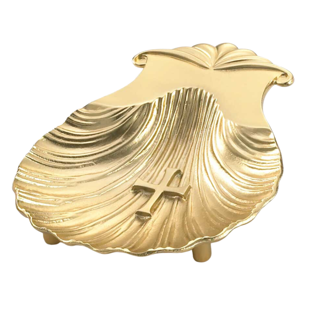 5 1/4" Pewter/Gold Baptismal Shell