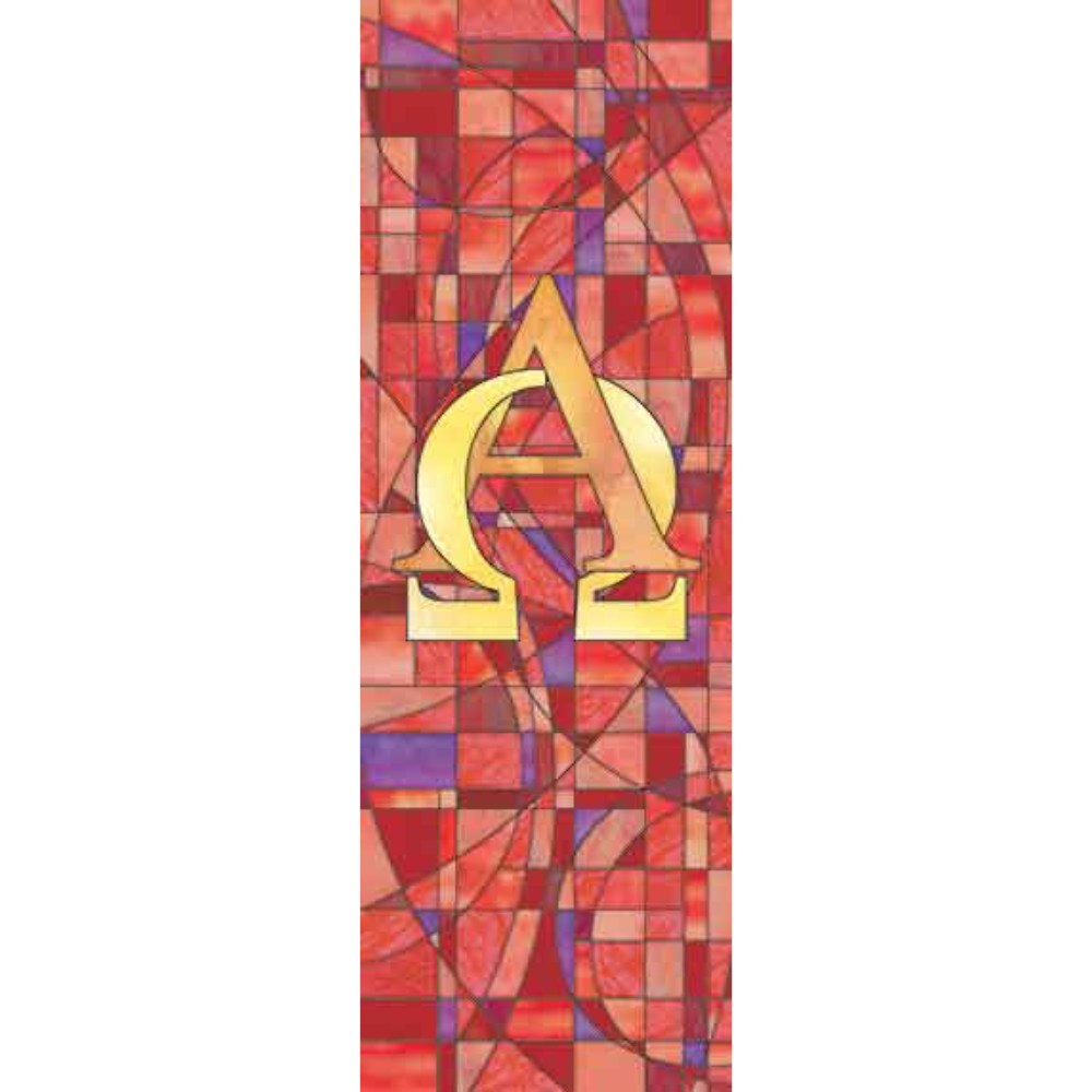 Stained Glass Alpha & Omega Banner