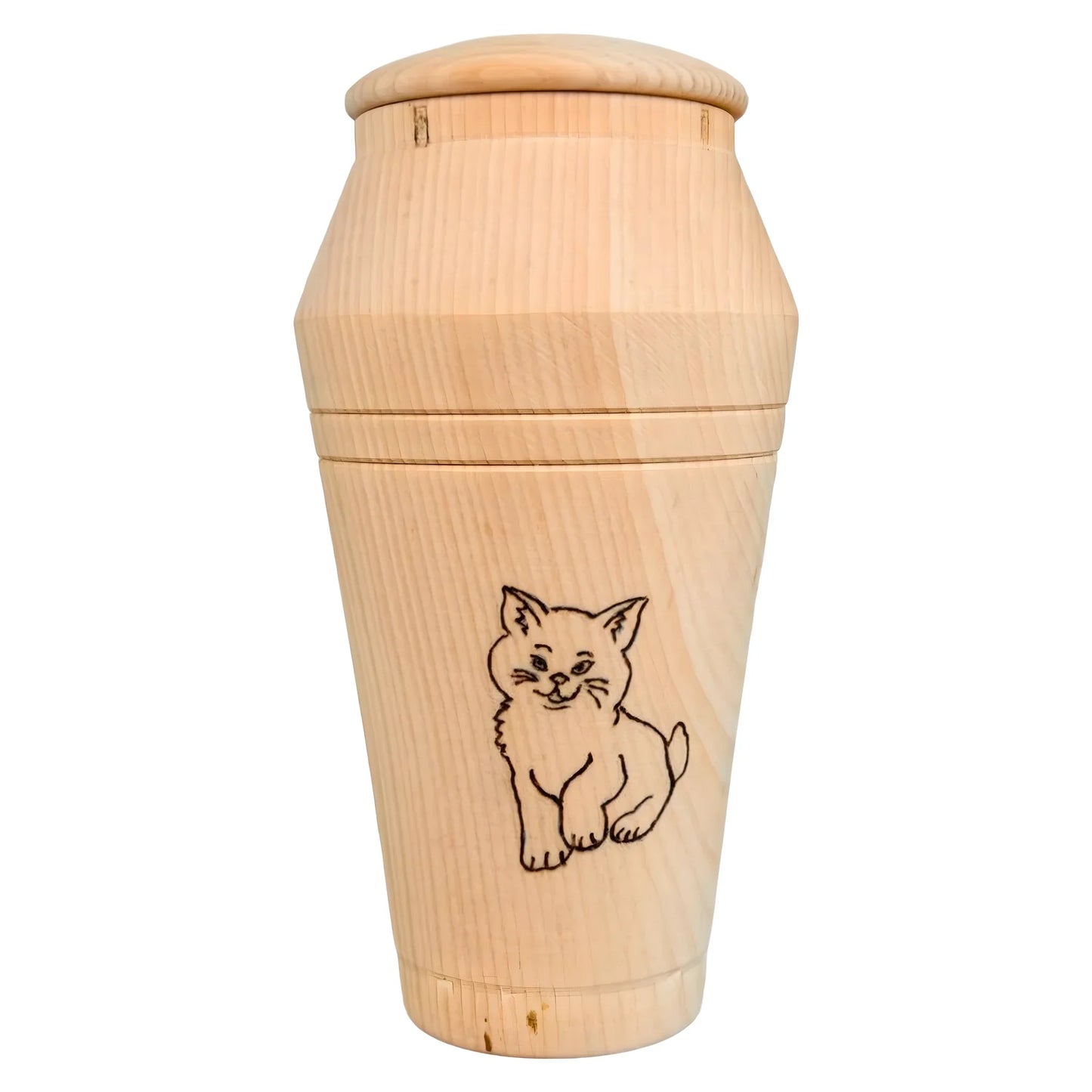 Maple Wood Commemorative Urn for Pyrography Engraved Cat | 16 cm