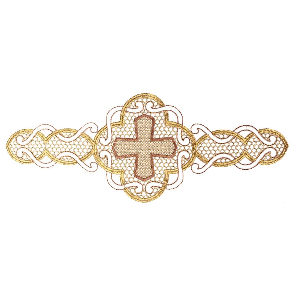 Intreccio Ivory Alb with Embroidered Cross Motif Design