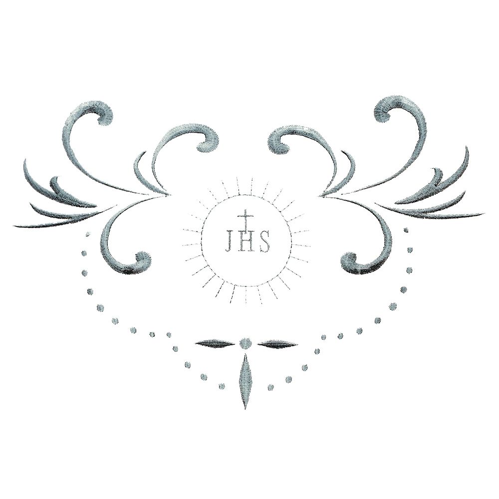 IHS Ivory Alb with Embroidered Eucharistic Monogram