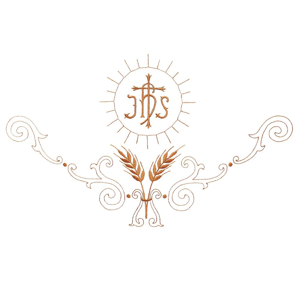 Spighe Embroidered Alb with IHS & Wheat Motif
