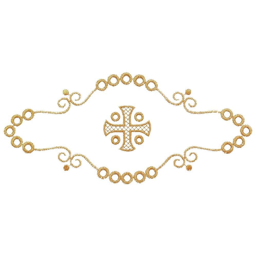 Croce e Fiori Ivory Cotta with Gold Embroidered Cross