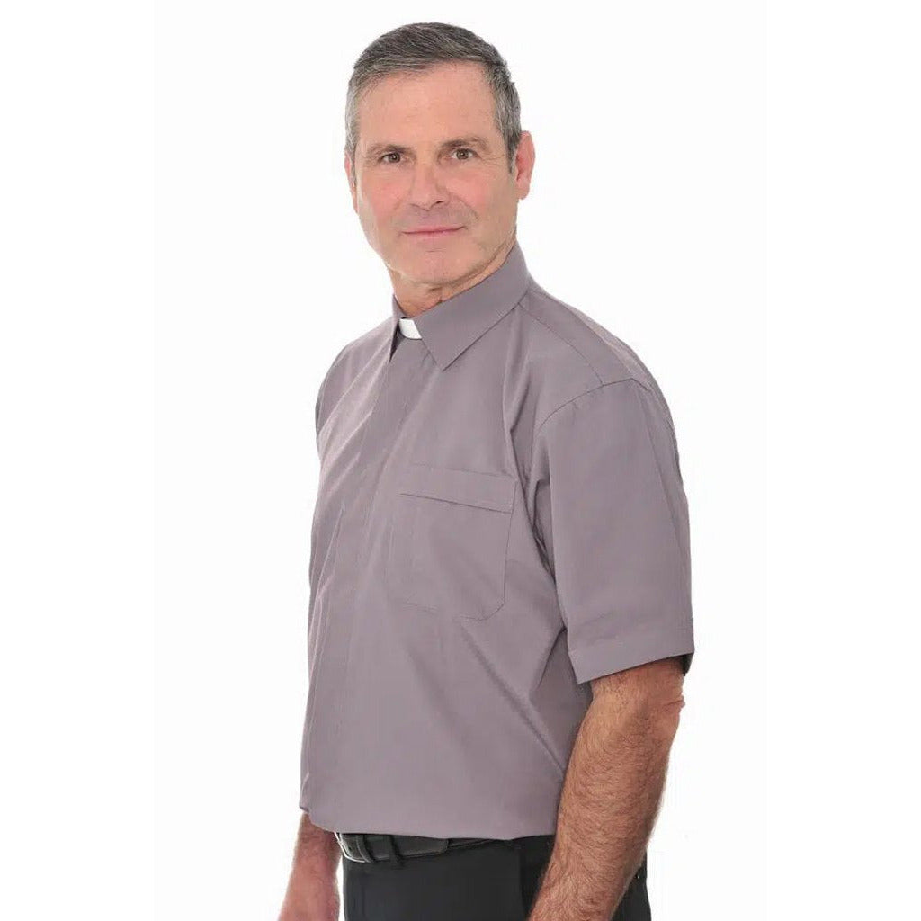 Collar Attached Clerical Shirt - Short Sleeve