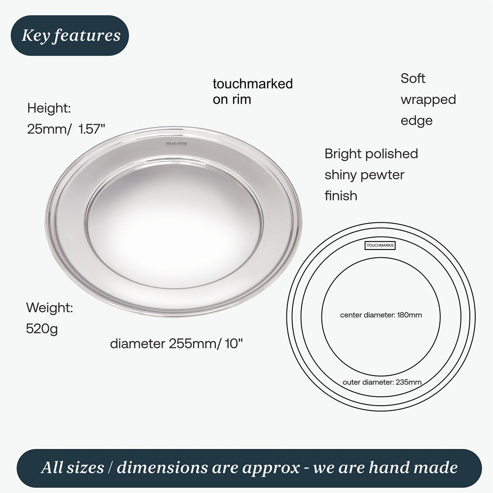 Large Polished Finish Pewter Plate