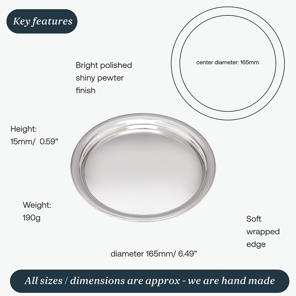 Small 170mm Round Pewter Tray
