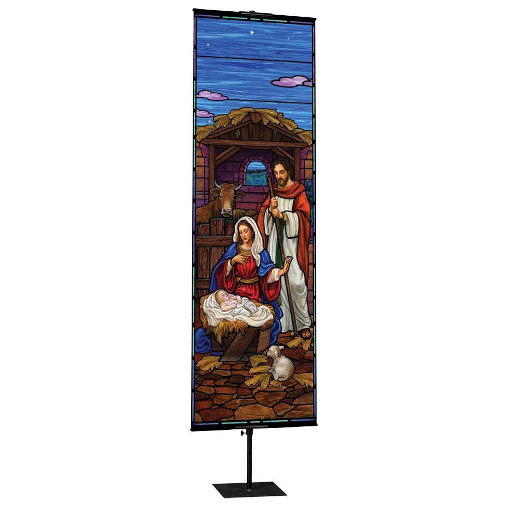 Stained Glass Nativity Banner Set