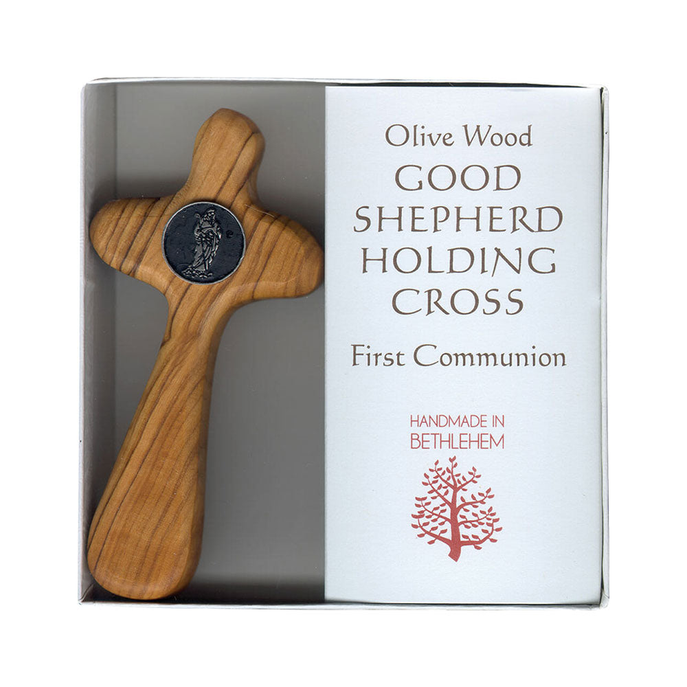 First Communion Good Shepherd Holding Cross