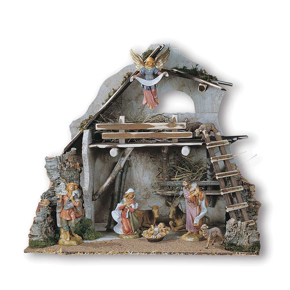 7.5in (19cm) Fontanini 10pc Nativity Set w Stable