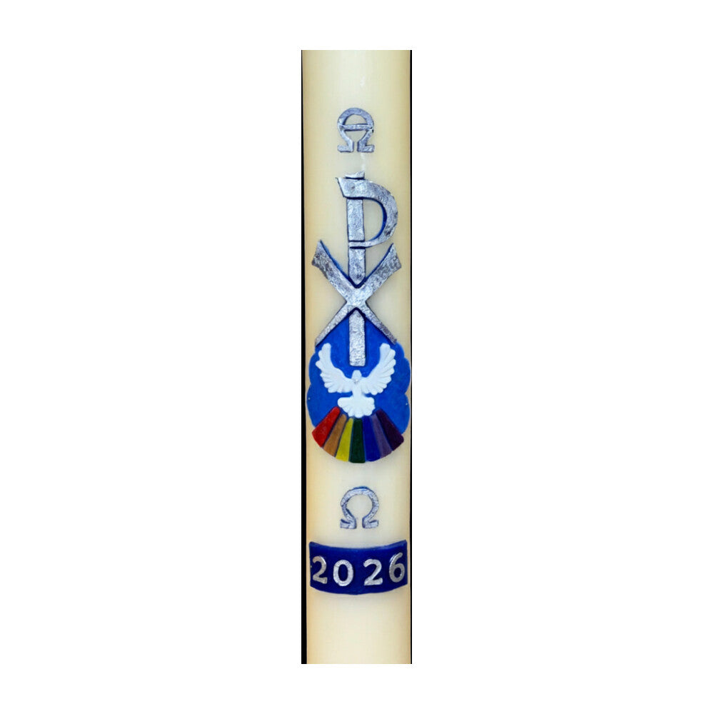 51% Beeswax Chi Rho With Dove Paschal Candle