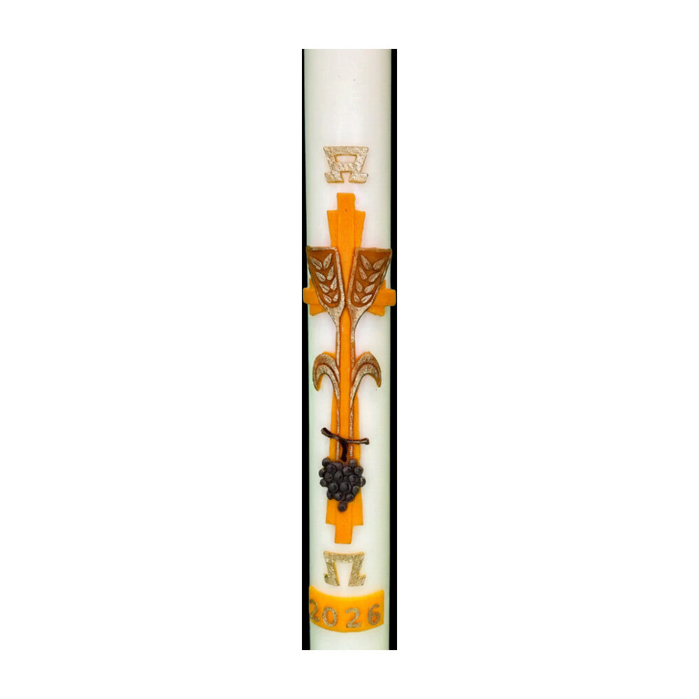 51% Beeswax Yellow Wheat & Grapes Paschal Candle