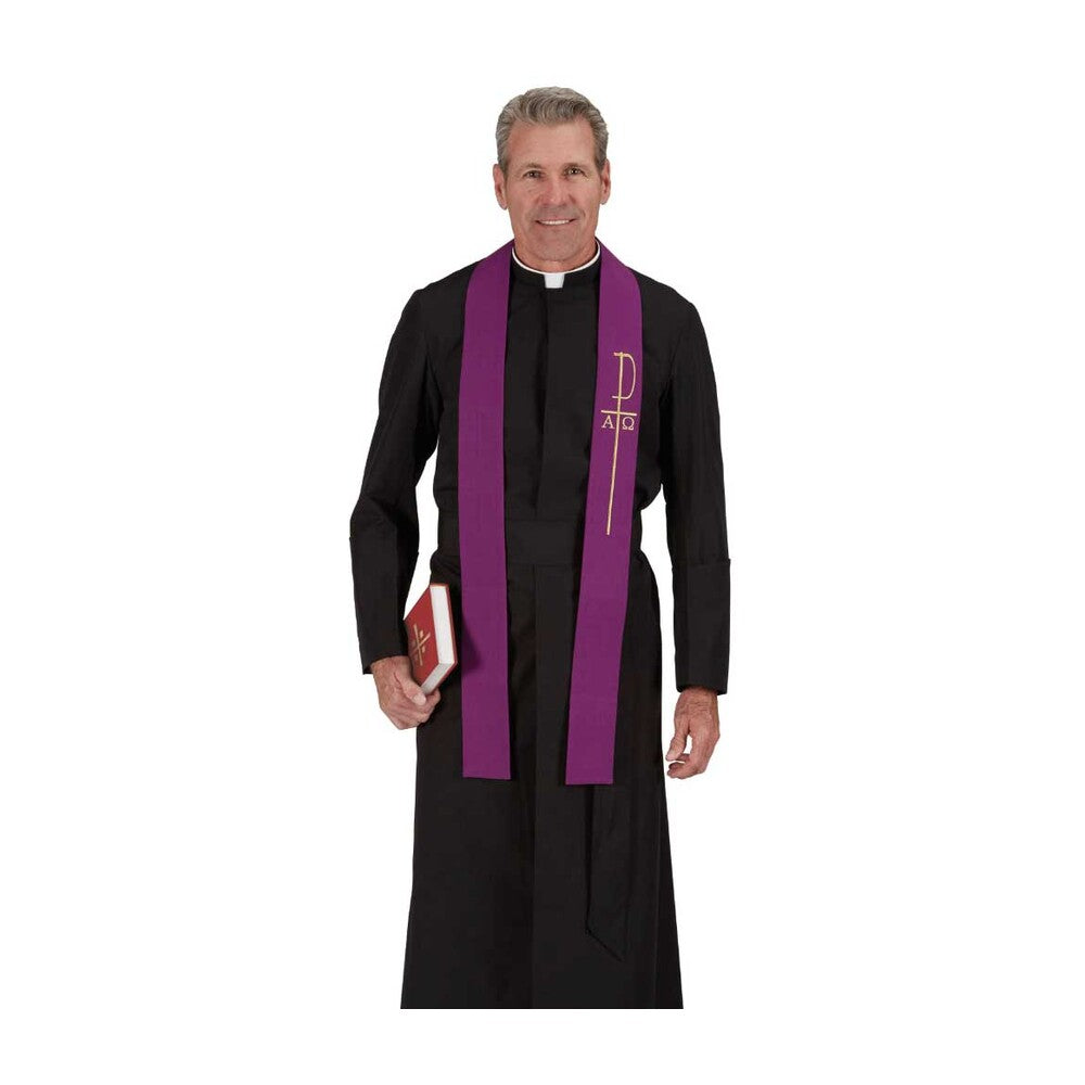 Purple Reversible Reconciliation Stole With Chi Rho Cross & Alpha & Omega Design