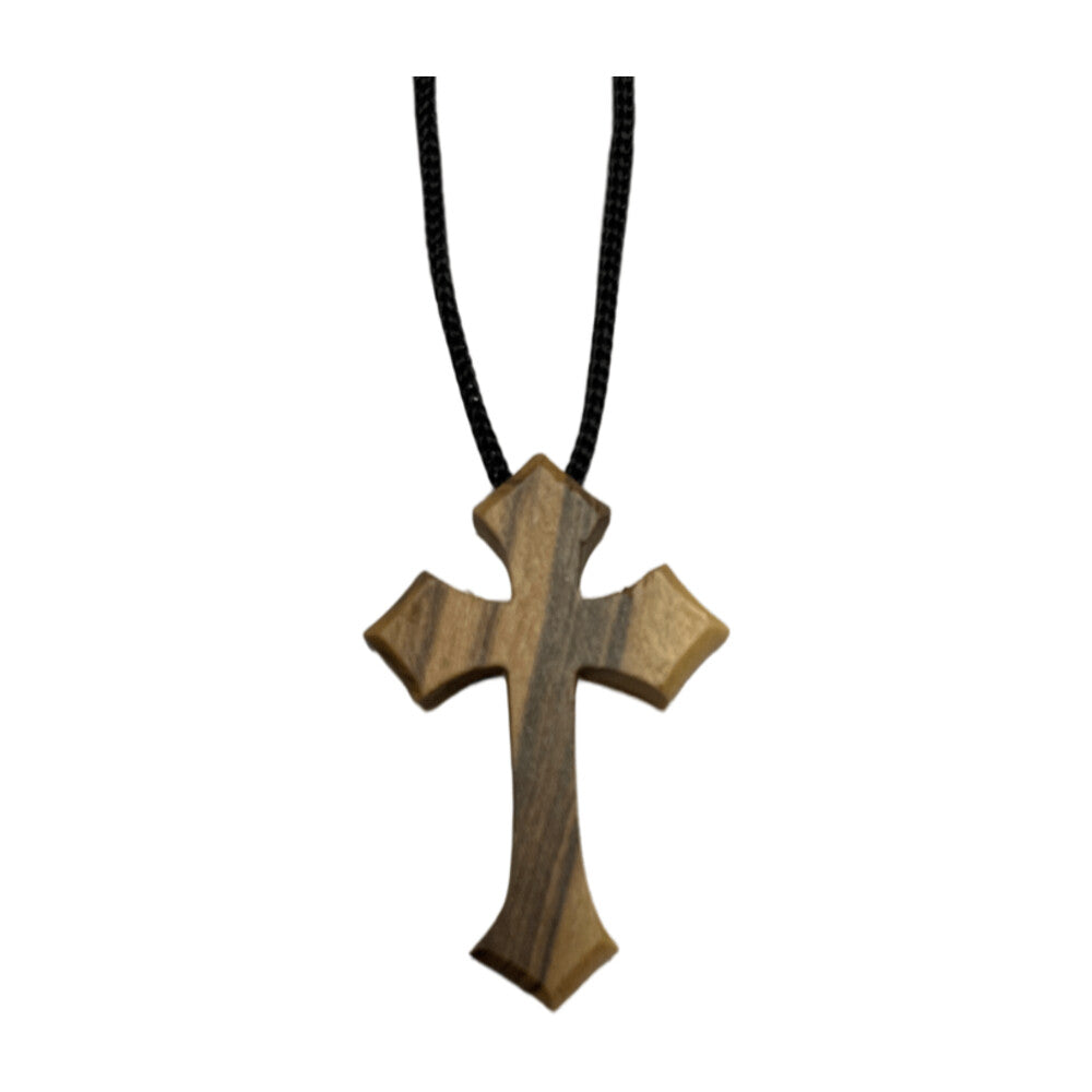 Olive Wood Holding Cross Pendant, Style HLWA40