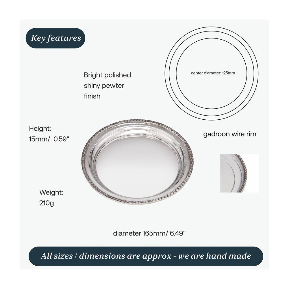 Small Gadroon Rim Pewter Tray