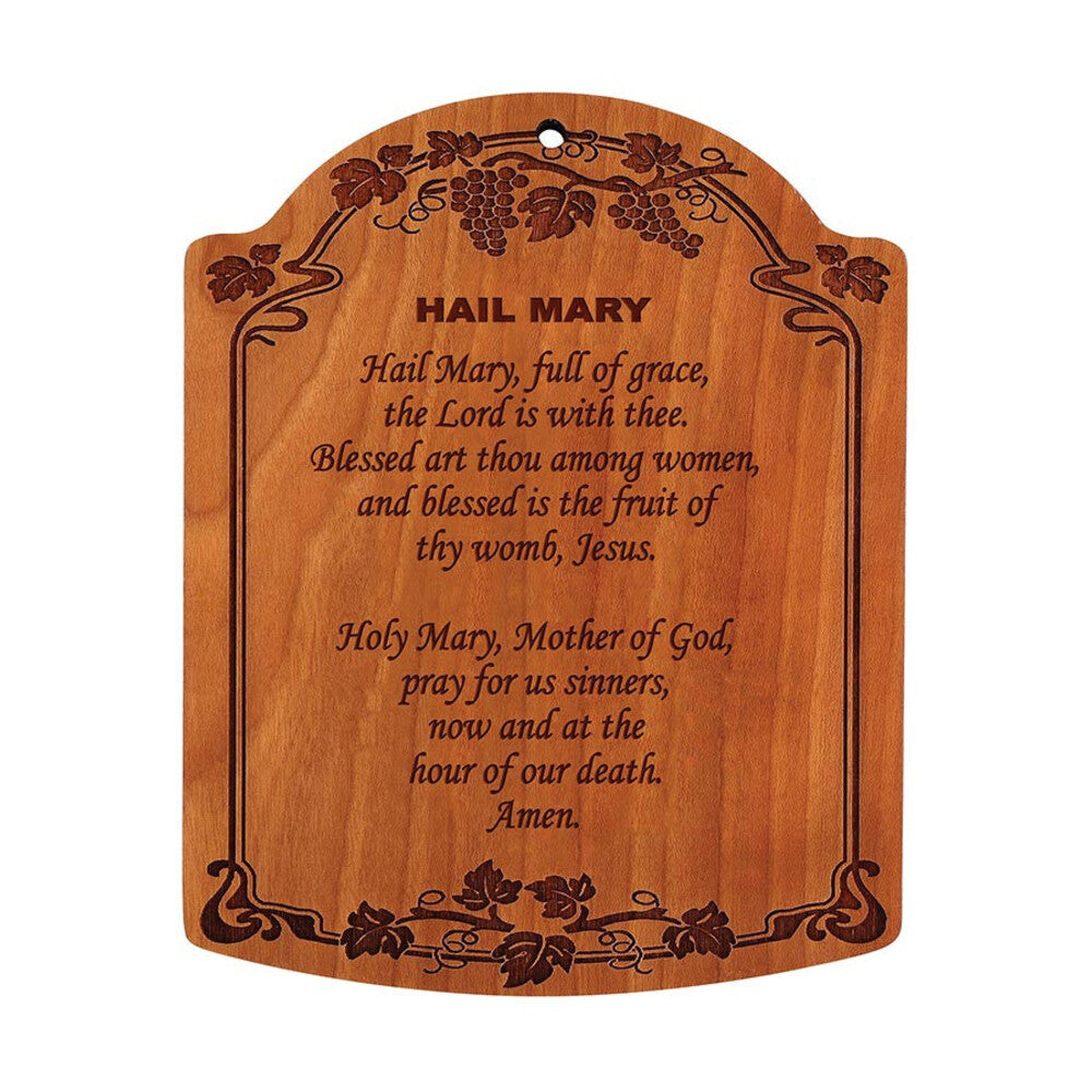 10" Hail Mary Carved Wood Plaque