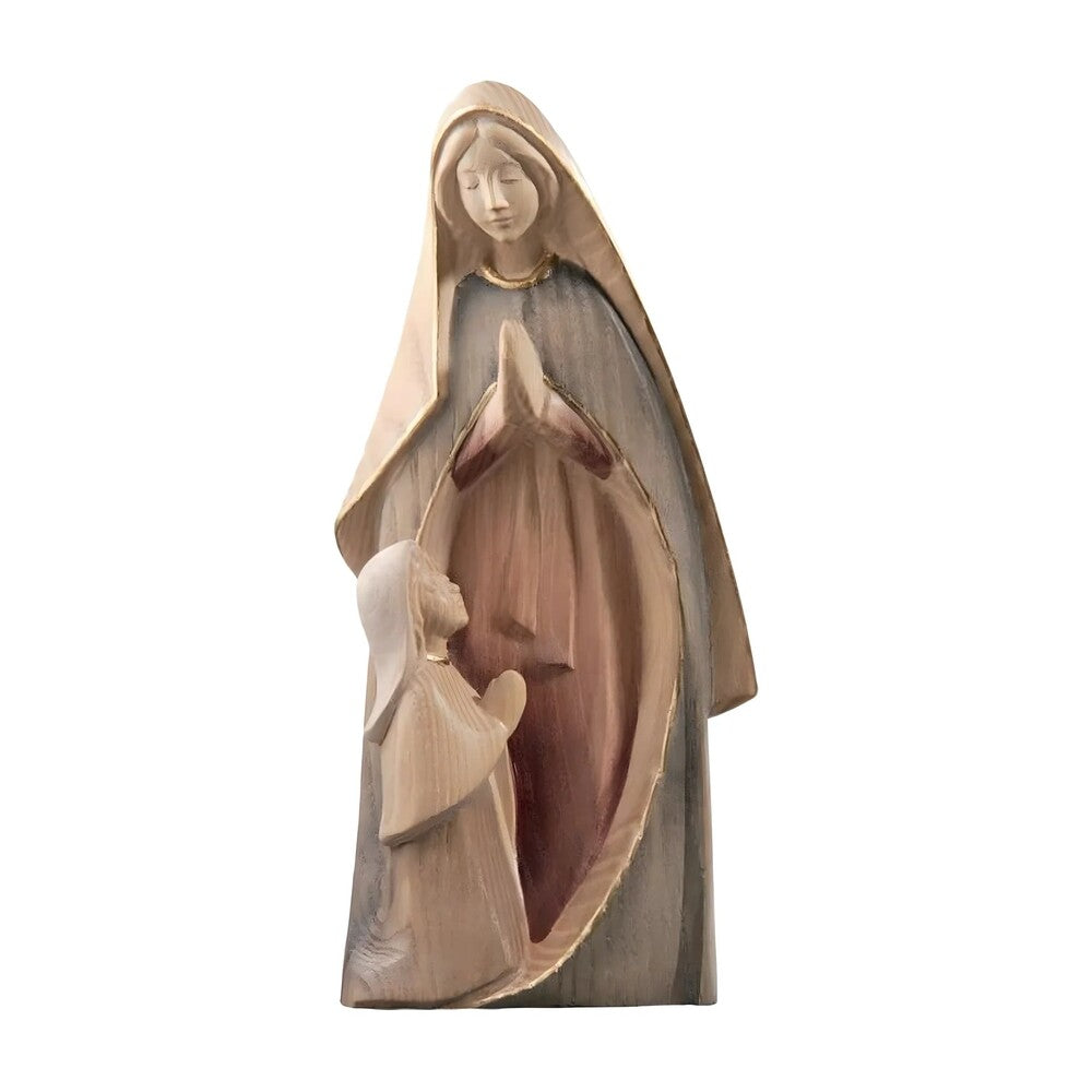 Our Lady of Lourdes with Bernadette in Prayer, Artistic Carving Val Gardena