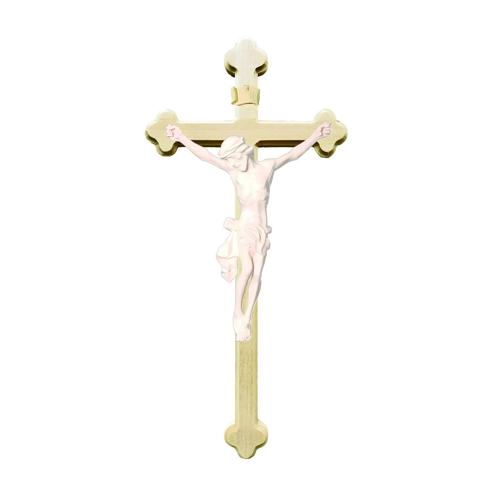 Baroque Crucifix Val Gardena in Natural Wood – Artisan Work