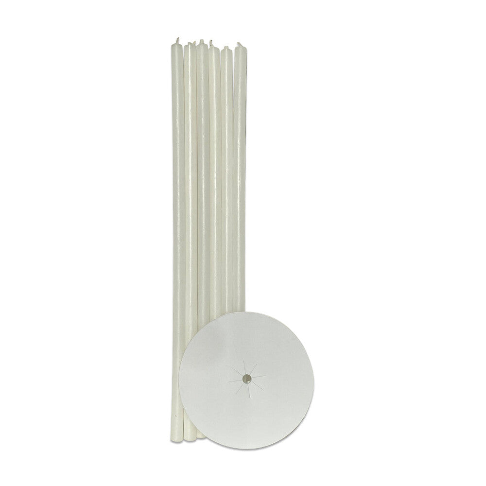 3/8" x 11" Vigil Candles with Drip Trays, Pack of 6