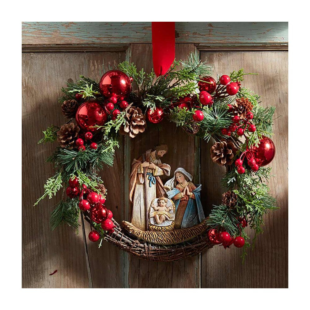 15" Diameter Nativity Christmas Wreath