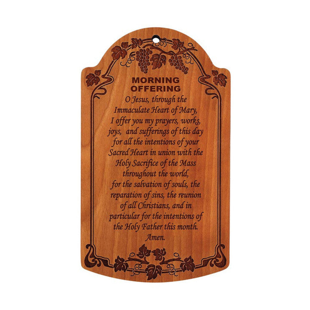 7" Morning Offering Carved Wood Plaque