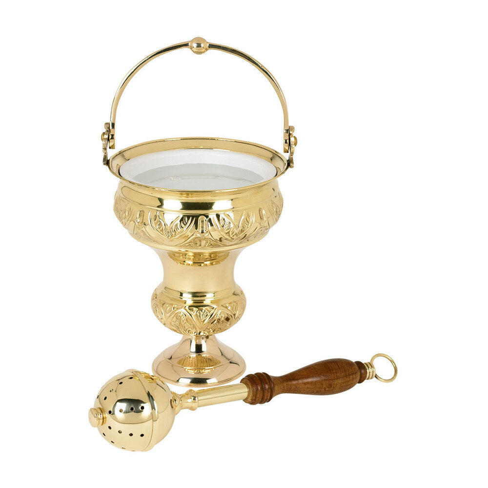 7 3/4” High Ornate Holy Water Pot with Sprinkler