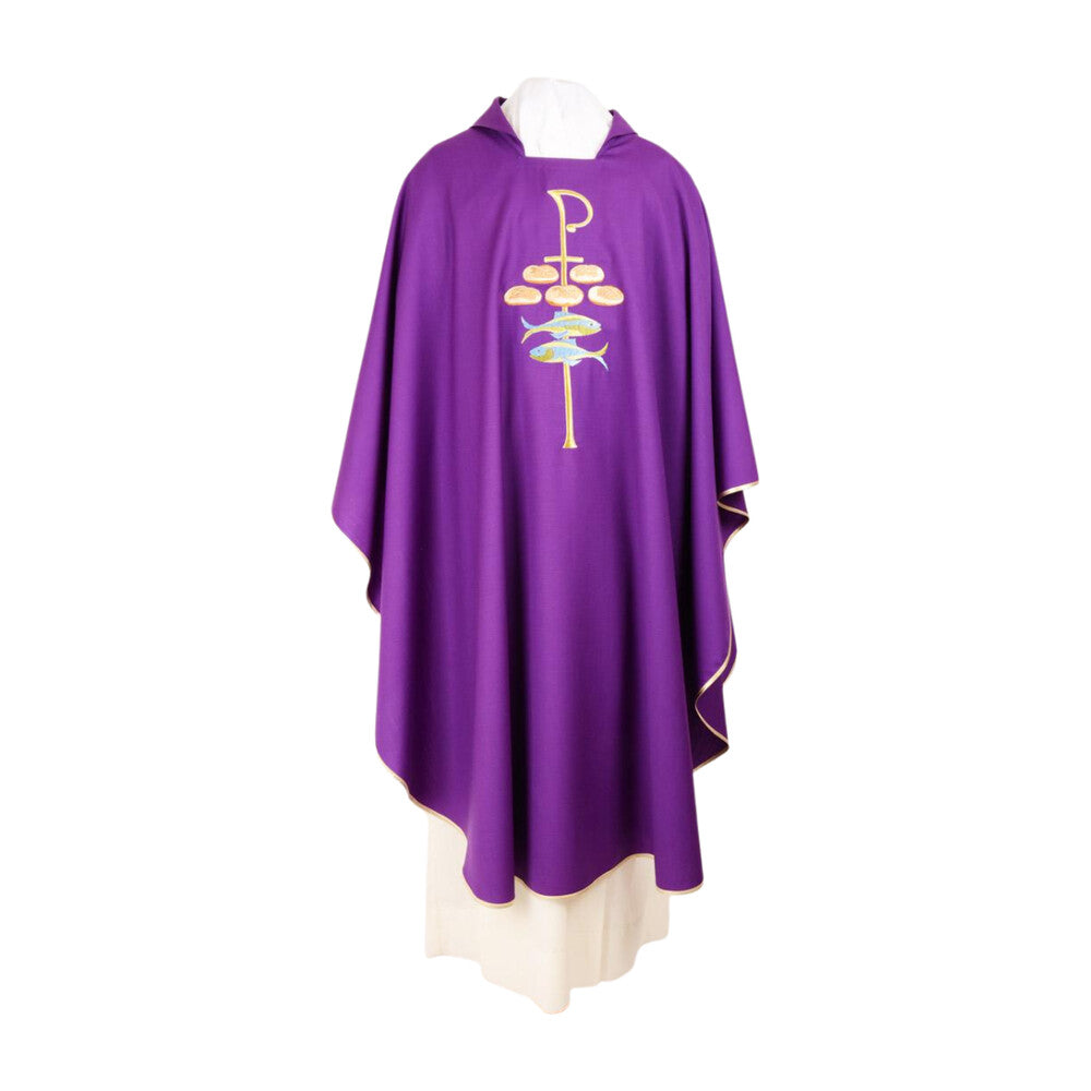 Loaves & Fish Pure Wool Chasuble - Available in 4 Liturgical Colours