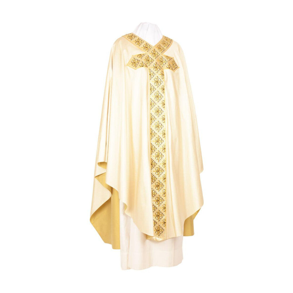 Pure Silk Lilly Cross Embroidered Chasuble