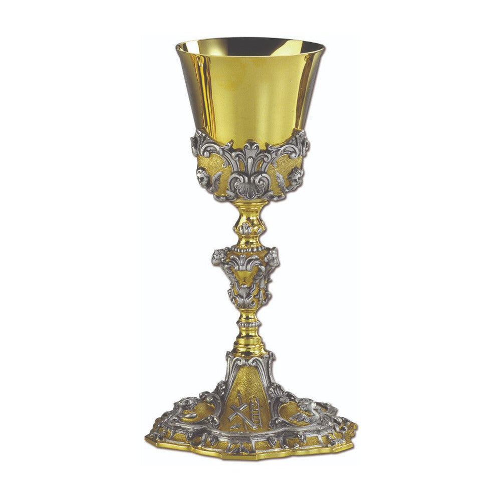 9 1/4" Ornate Two Tone Silver & Gold Plated Chalice