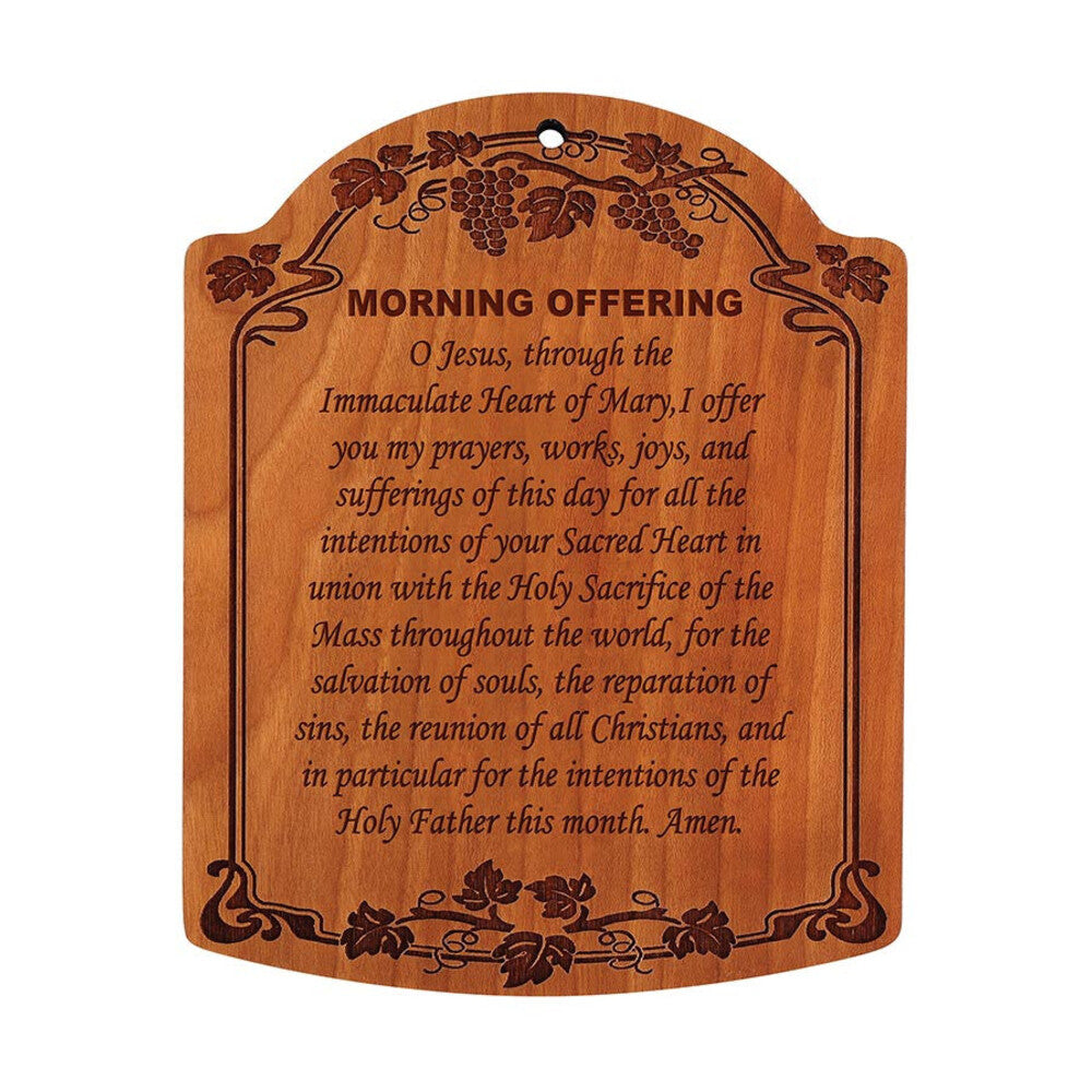 10" Morning Offering Carved Wood Plaque