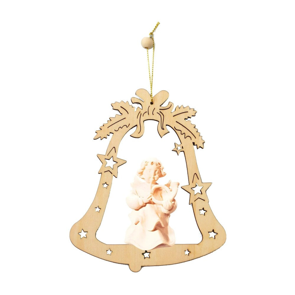 Handcrafted Bell with Musical Angel in maple wood from Val Gardena