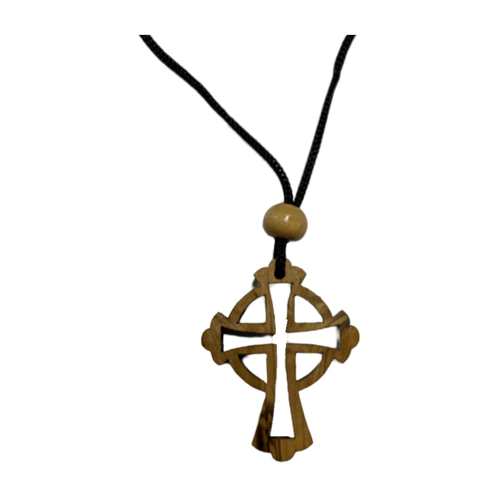 Olive Wood Holding Cross Pendant, Style HLWA10