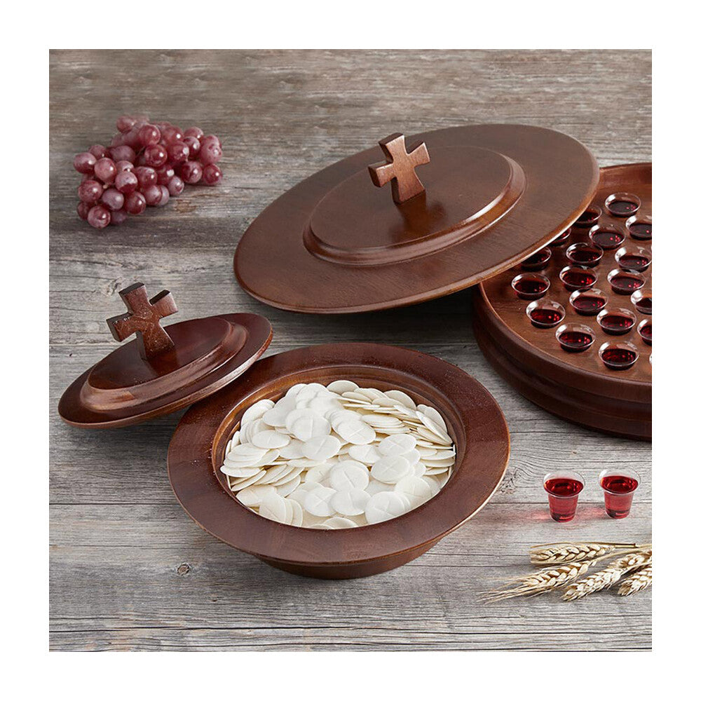 Walnut Stain Wood Stacking Bread Plate Lid