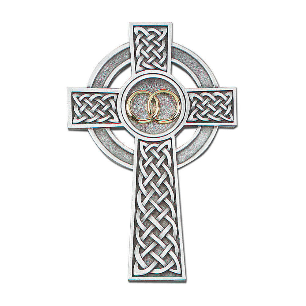 8" Fine Pewter Knotted Celtic Wedding Cross, Style JC9275E