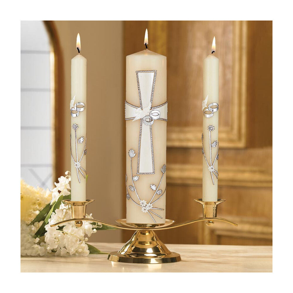 Large Cross Wedding Candle Set