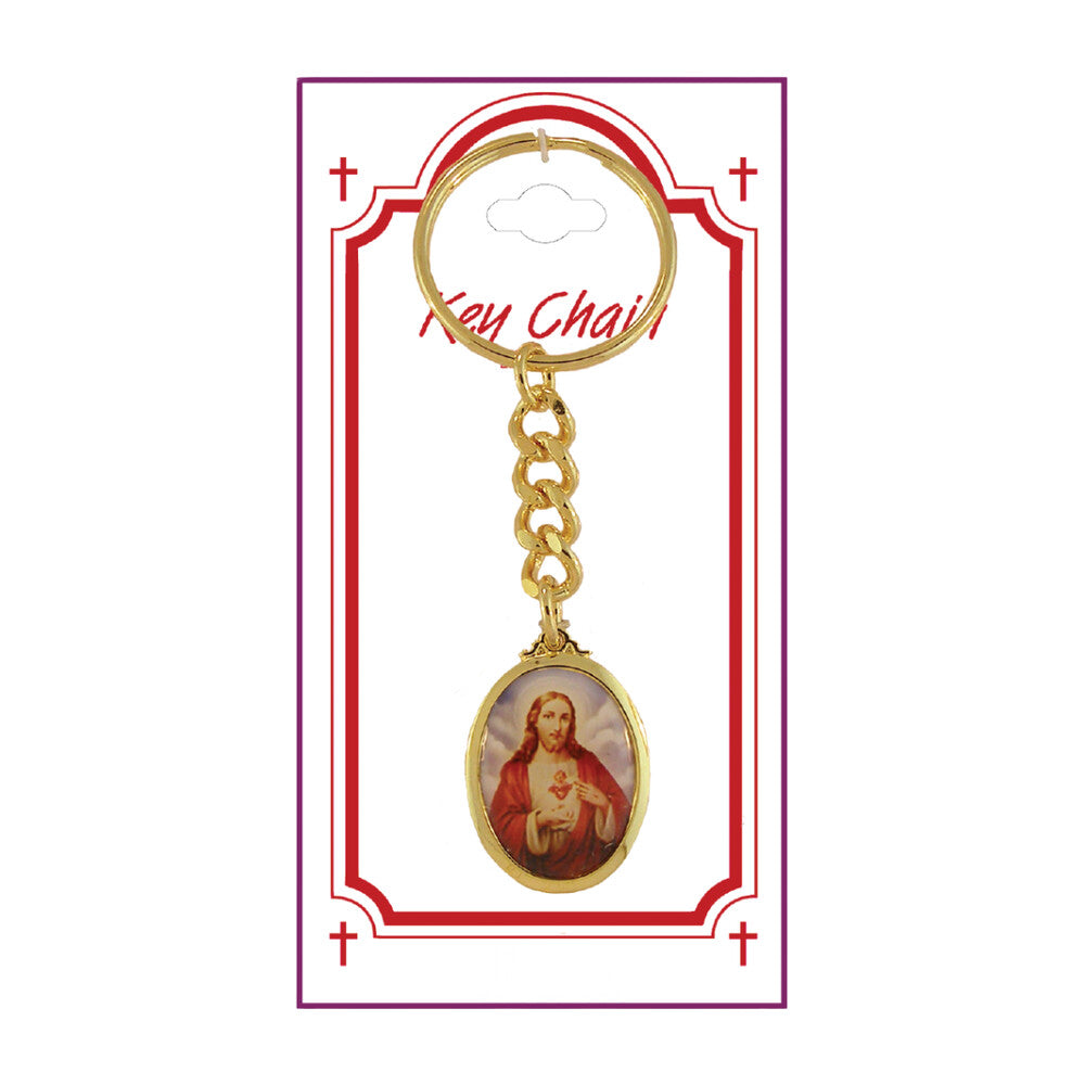 Sacred Heart Gold Plated Key Chain