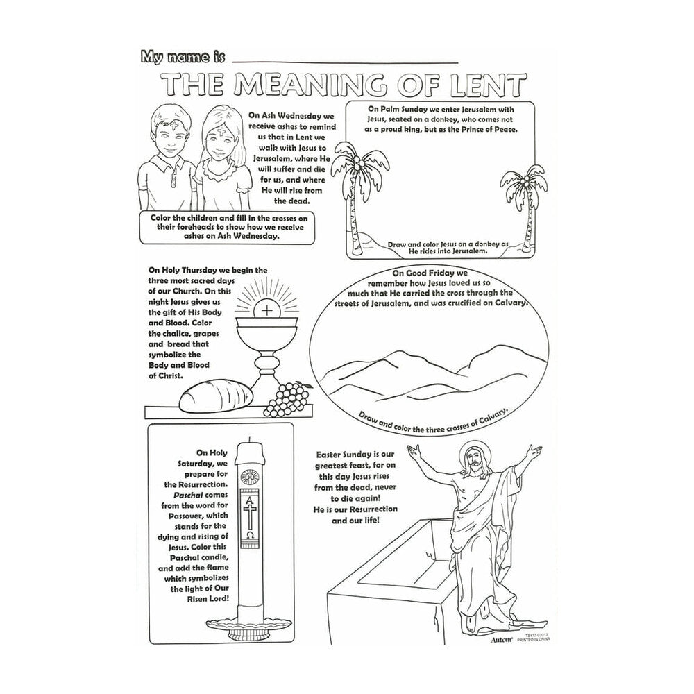 Colour Your Own Lent/Easter Posters 'The Meaning of Lent' Individual Pk 1