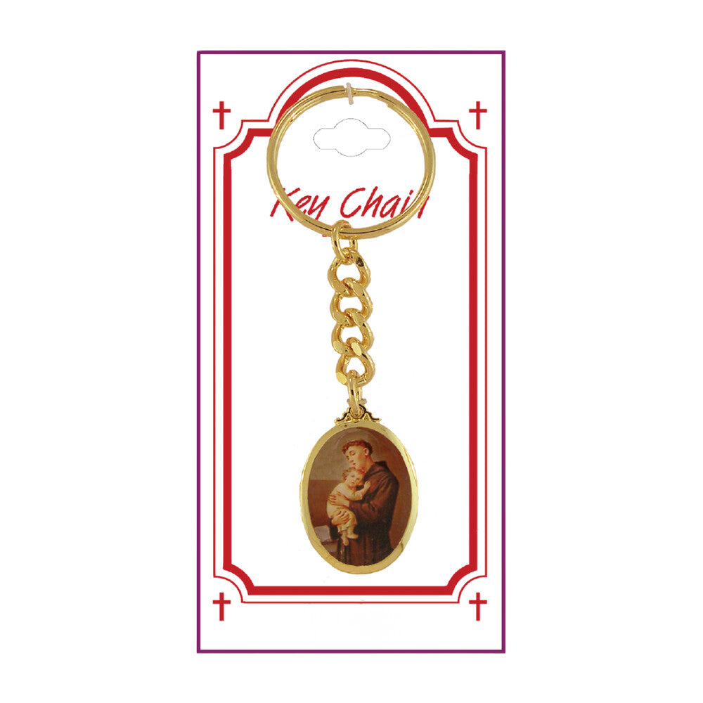 St Anthony Gold Plated Key Chain