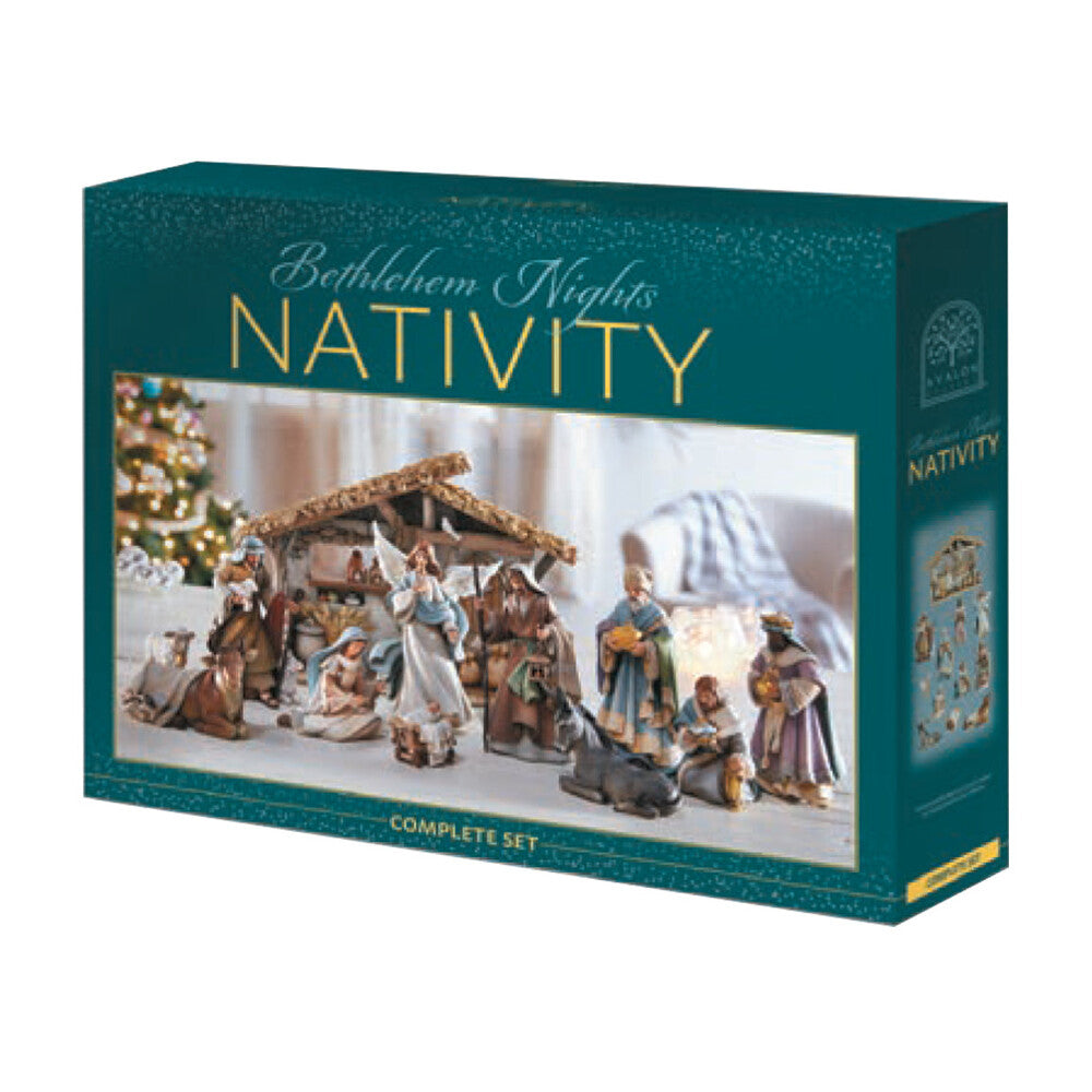 6" Scale 12 Piece Nativity Set with Resin Creche