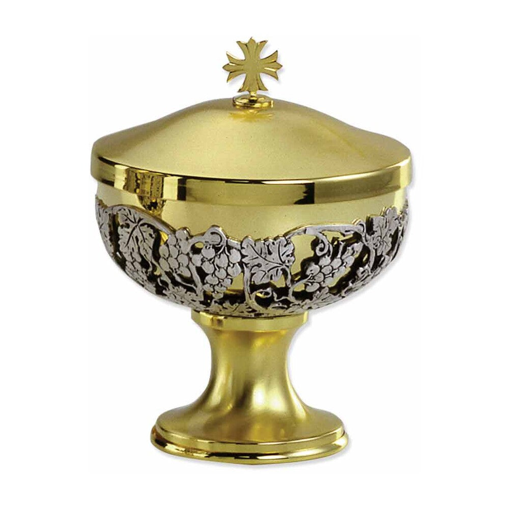 6" Grape Vine Design Two Tone Silver & Gold Ciborium