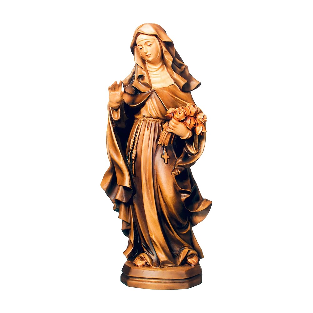 Saint Therese of Lisieux with Bouquet of Roses, Wood Carving from Val Gardena