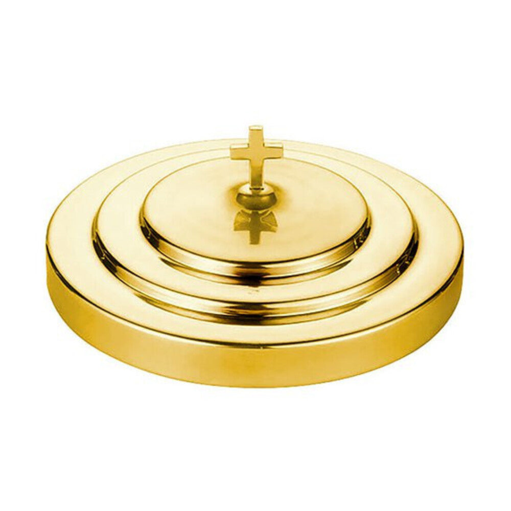 Polished Steel Communion Tray Cover - Brass Tone