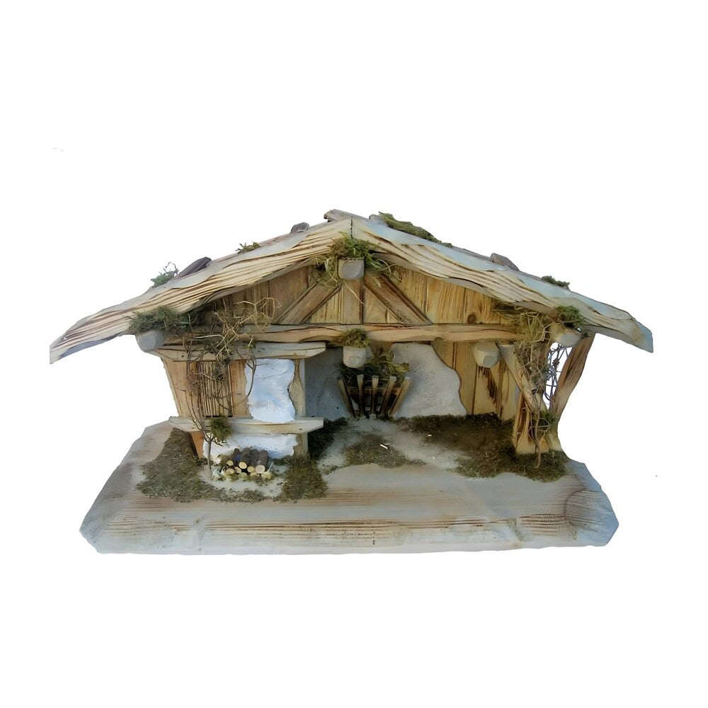 Rustic "Bulaccia" Stable for Artisanal Linden Wood Nativity Scene