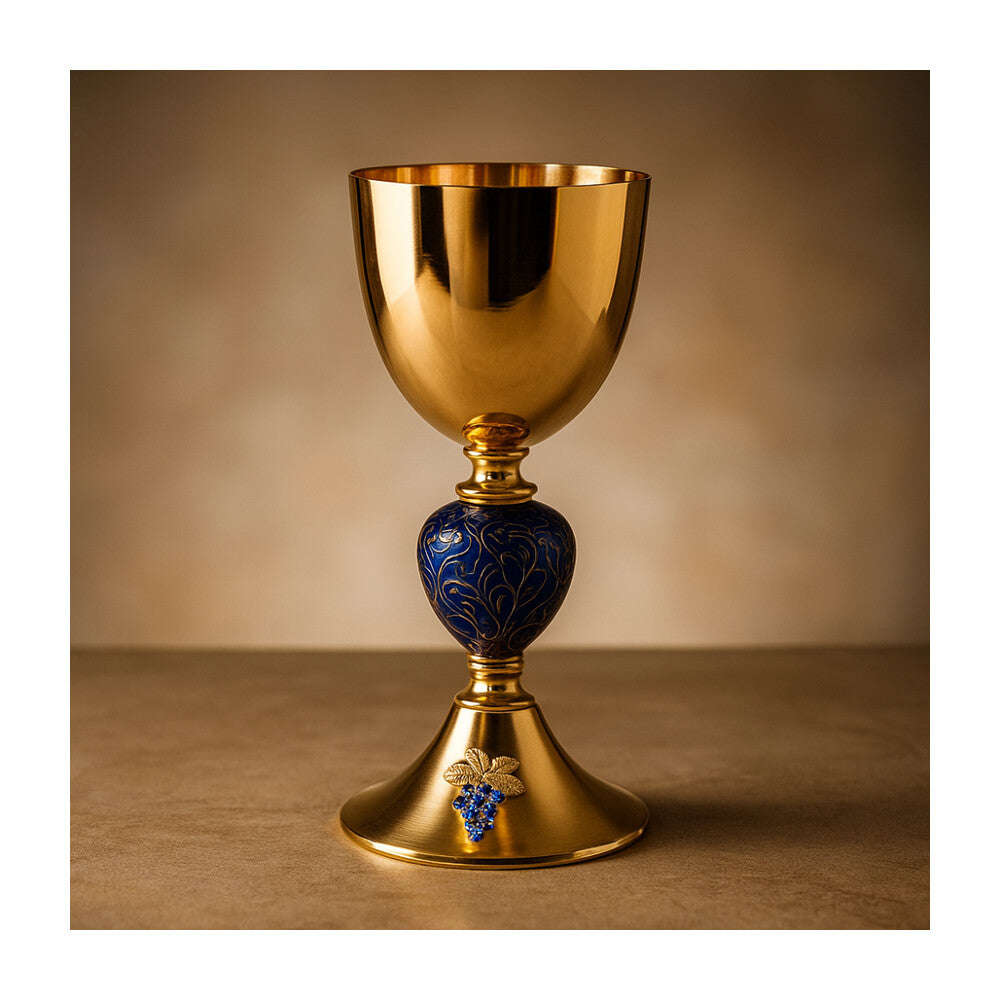 7 7/8" High Chalice with Enamel Knot & Grapes
