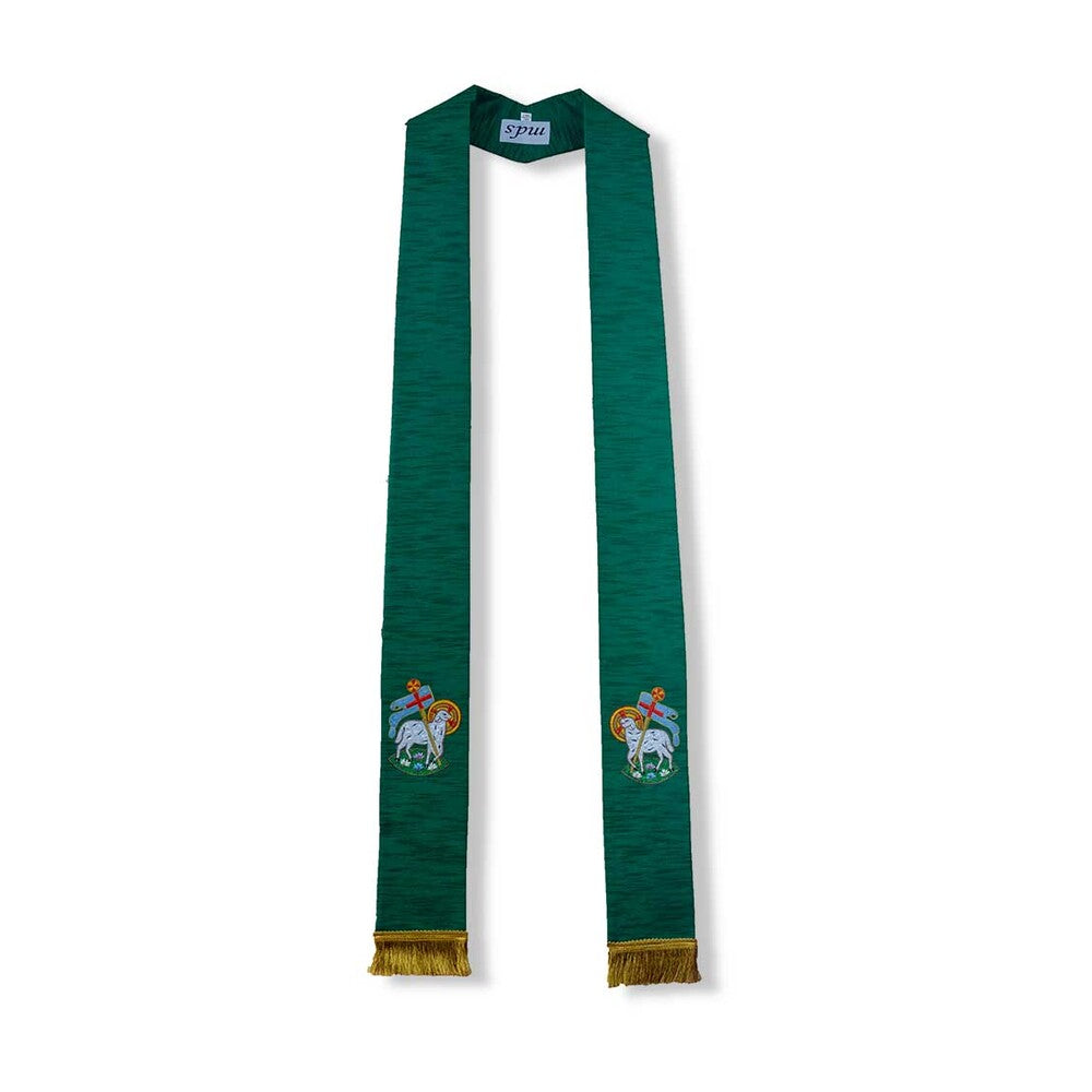 Green Overlay Stole With Lamb Of God Design