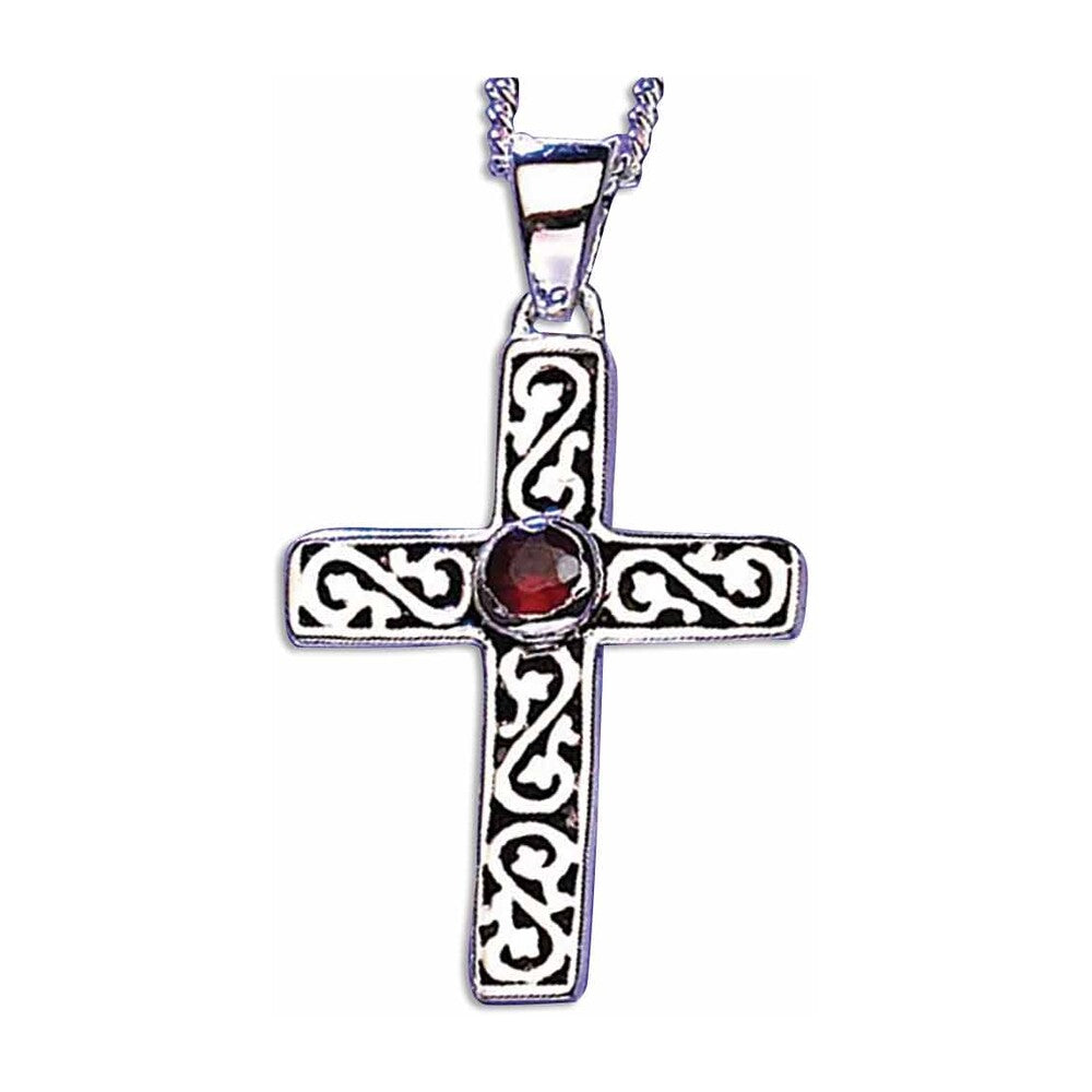 Paris Salter Cross with Garnet Necklace