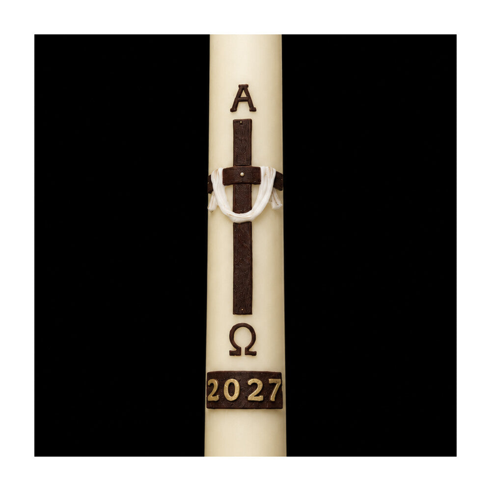 Brown Cross & Cloth Paschal Candle