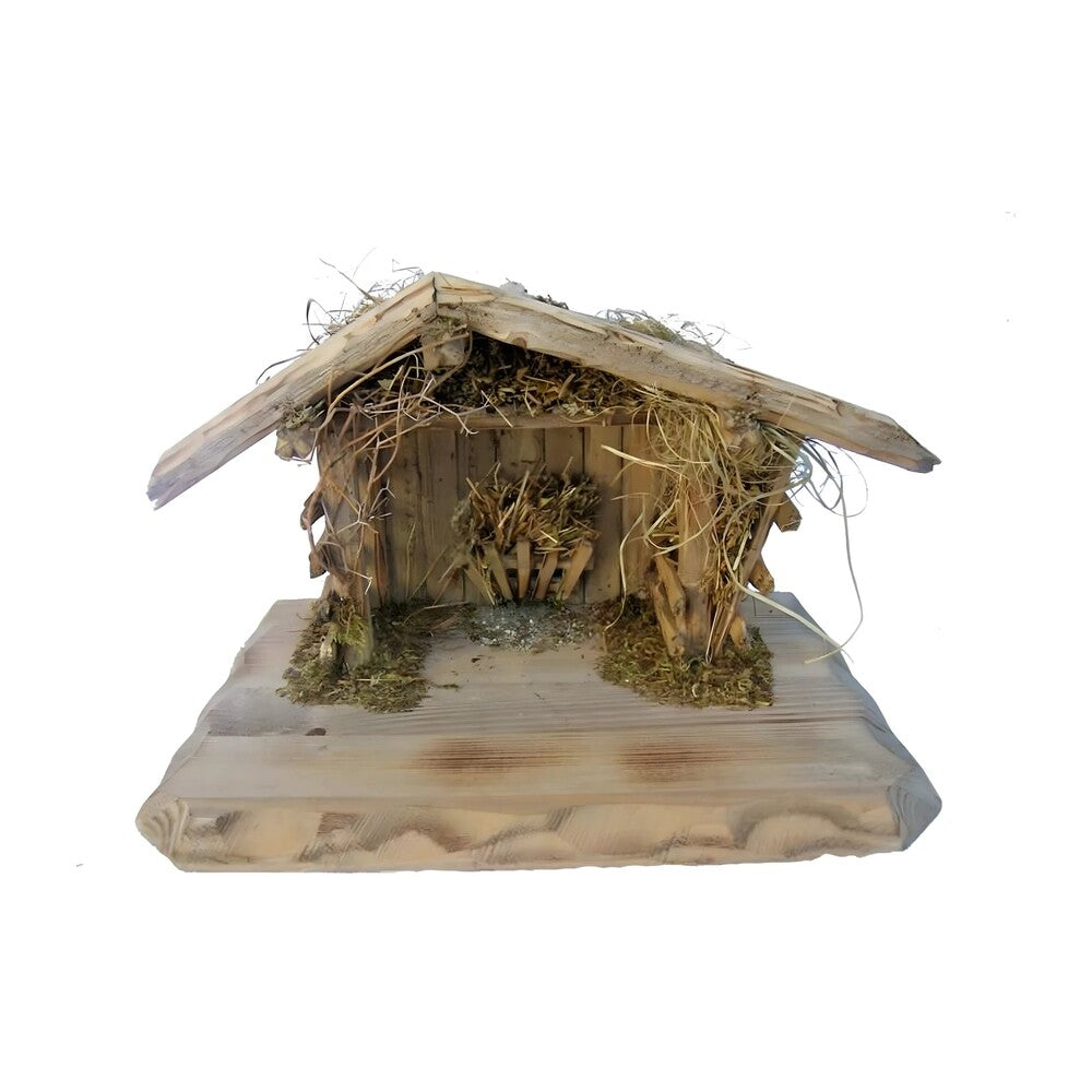 Rustic Linden Wood Stevia Stable for Christmas Nativity Scenes