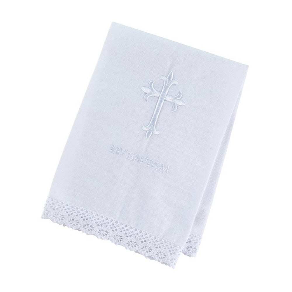Baptismal Towel with Cross Lace Trim