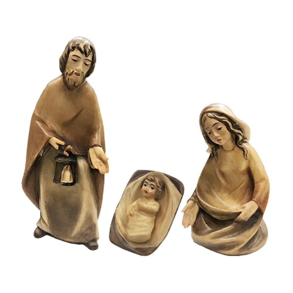 Holy Family Nativity in Maple Wood, Hand-Carved from Val Gardena